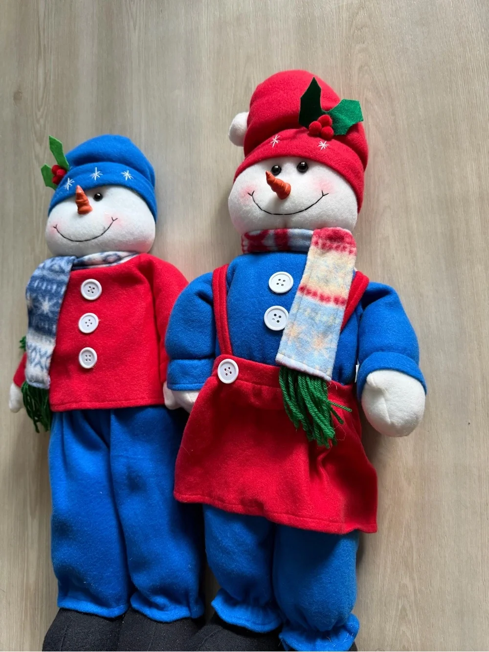 Vintage Snowman Pair 24” His and Hers Fleece Outfit Weighted